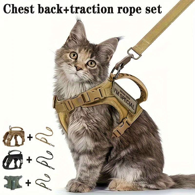 Adjustable Polyester Cat Harness Set with Leash for Walking