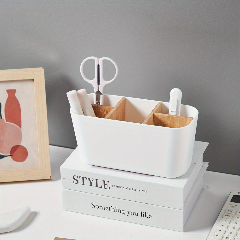 Porta cepillos de bambú con 5 ranuras, organizador de baño independiente, acabado en madera natural