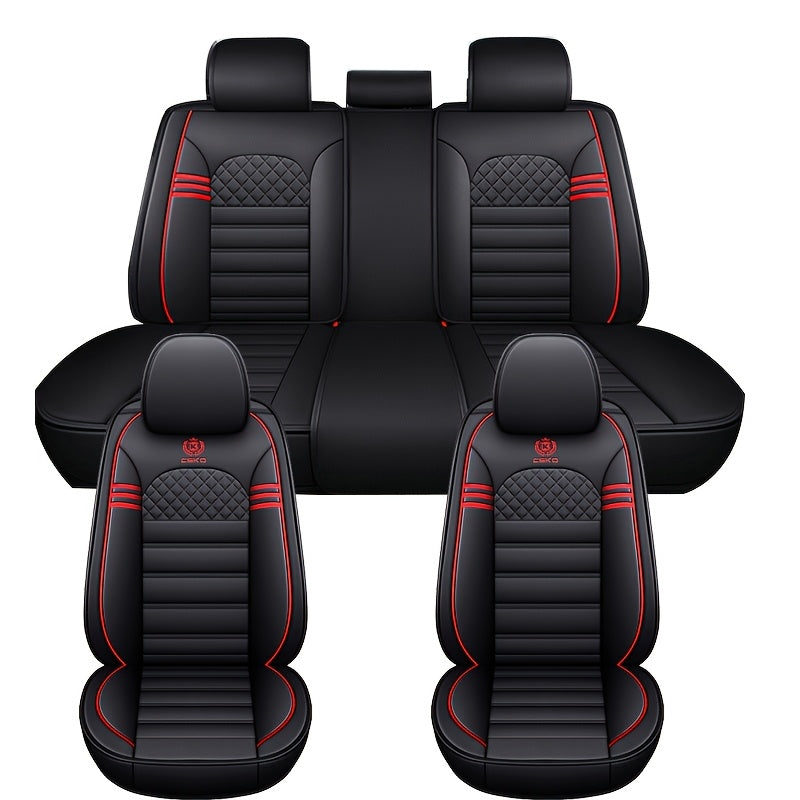 Five-Seat Faux Leather Car Seat Covers Universal Stain-Resistant Durable Cushions