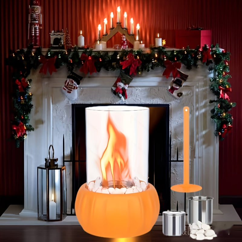 Pumpkin-Shaped Alcohol Fireplace for Indoor Outdoor Use Cozy Christmas Valentine