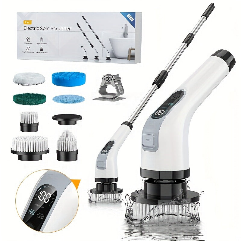 2024 Cordless Electric Scrubber Set with High-Definition Display, 8+2 Speed, Portable for Bathroom Kitchen Tile Car