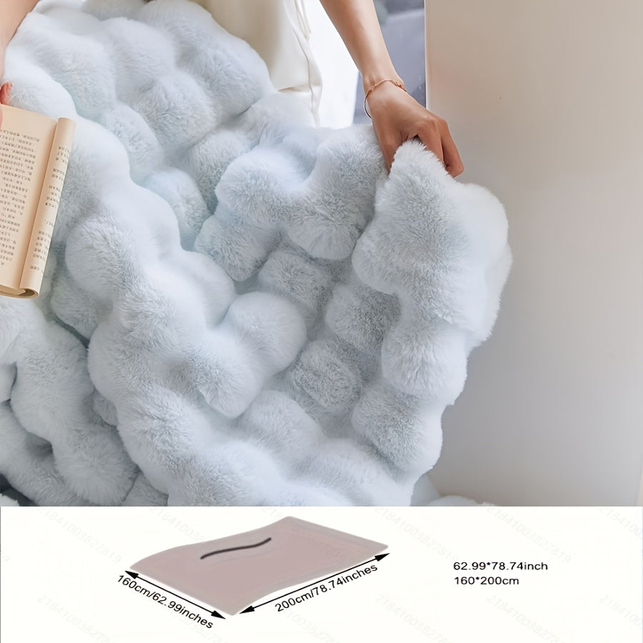 Faux Fur Blanket Double-Sided Tuscany-Inspired Thickened Cozy All-Season Sofa Throw