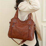 Women's Light Brown Tote Bag with Detachable Strap Zip Closure Multiple Compartments Fashion