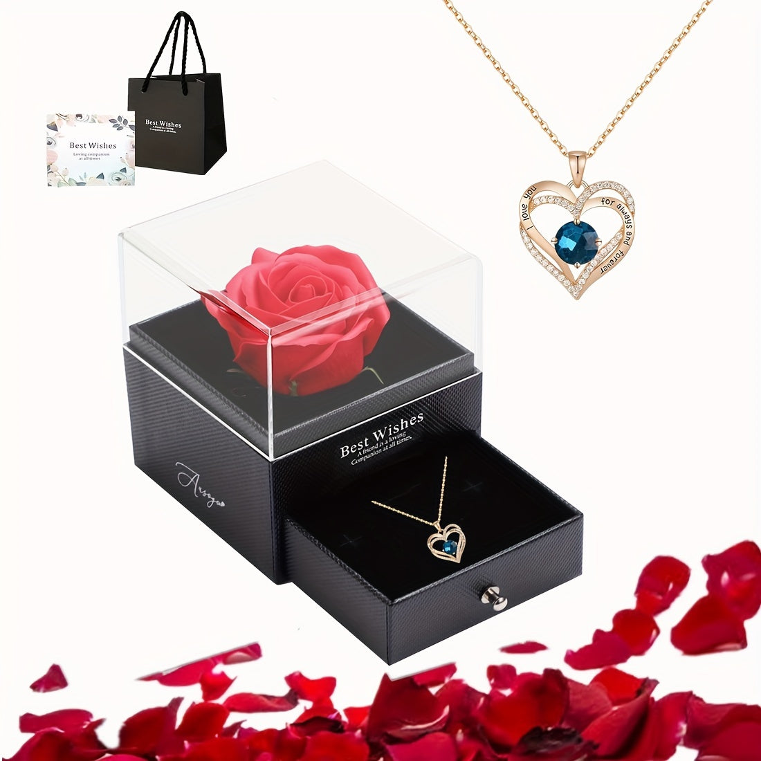 Коробка для подарка с красной розой и сердцем для романтических случаев