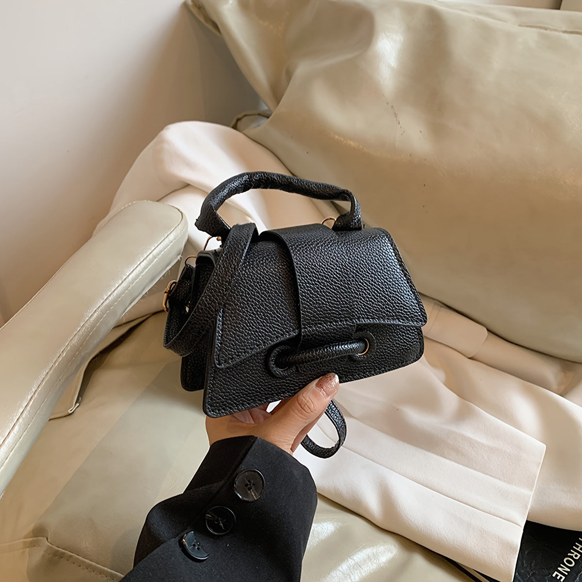 Girls Mini Crossbody Bag PU Lightweight Adjustable Strap Top Handle for Daily Outings