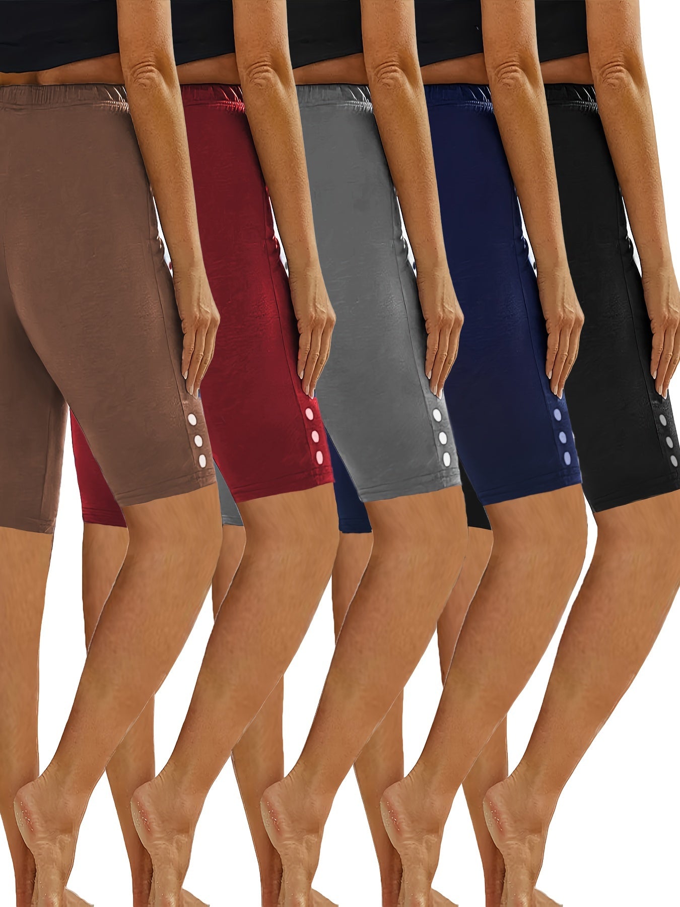 Women's Plus Size Mid-Thigh Capri Workout Shorts Set with Polka Dots