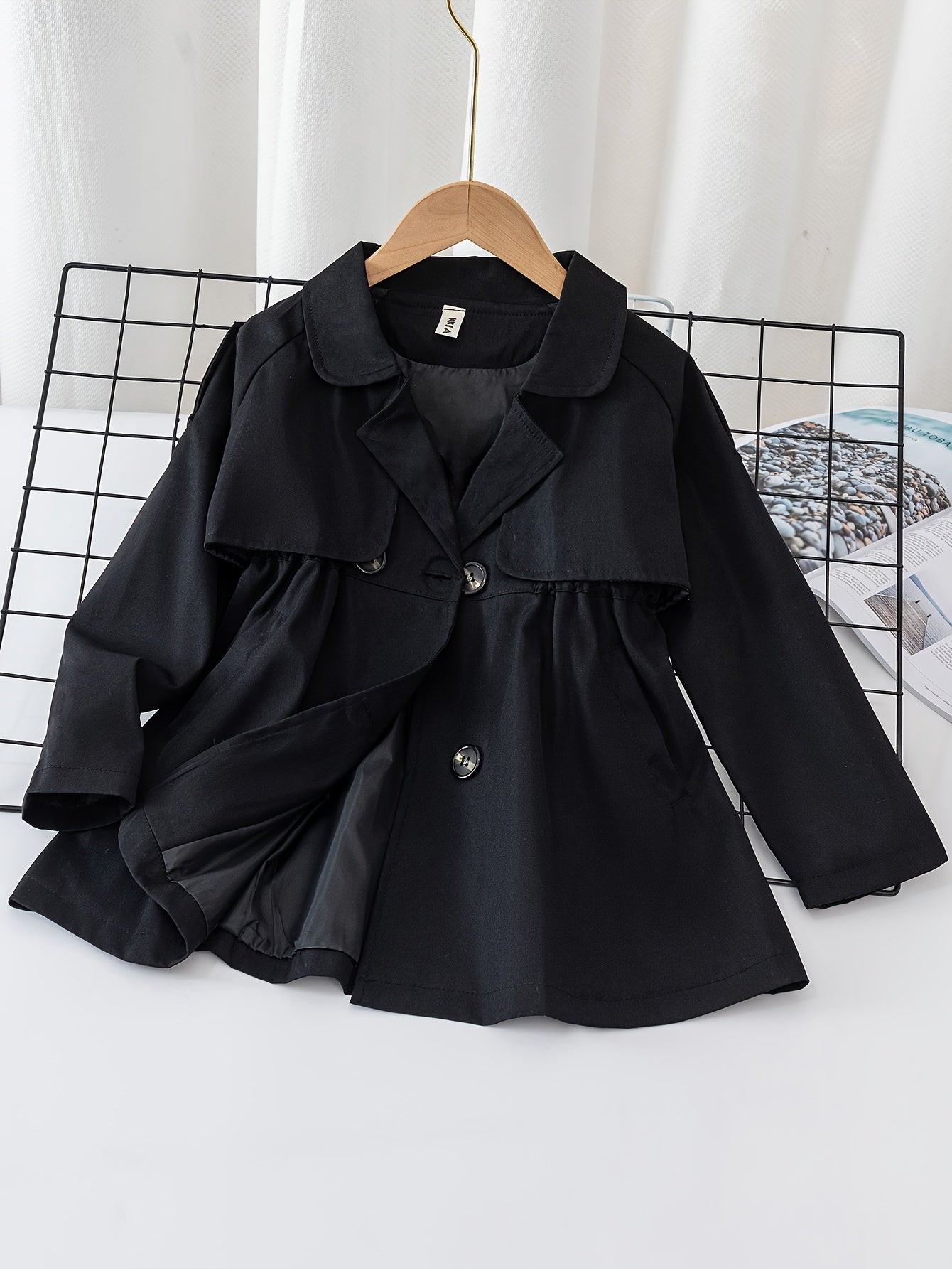 Girls Children's Windbreaker Jacket with Double Buttons for Spring and Autumn