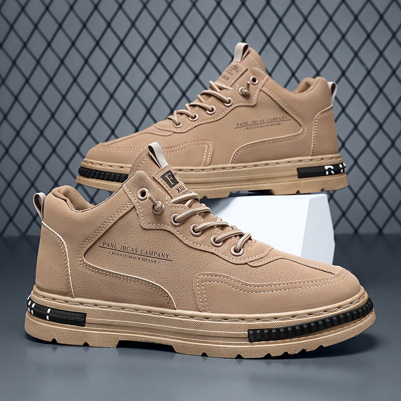 Men's Work Boots Leather Casual Anti-slip Lace-up Short Boots for Outdoor Activities