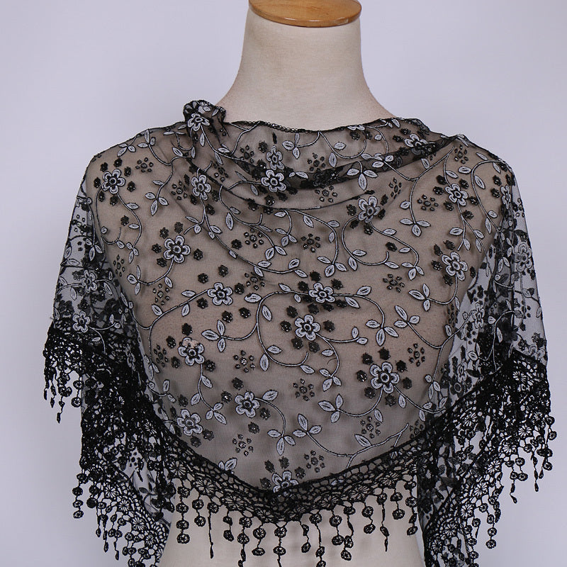 Women's Lace Triangle Veil and Scarf Set for Church Chapel Mantilla Style