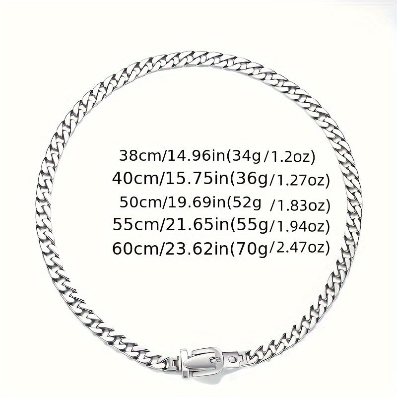 Vintage Style Sterling Silver Belt Buckle Collarbone Chain Necklace for Casual Wear