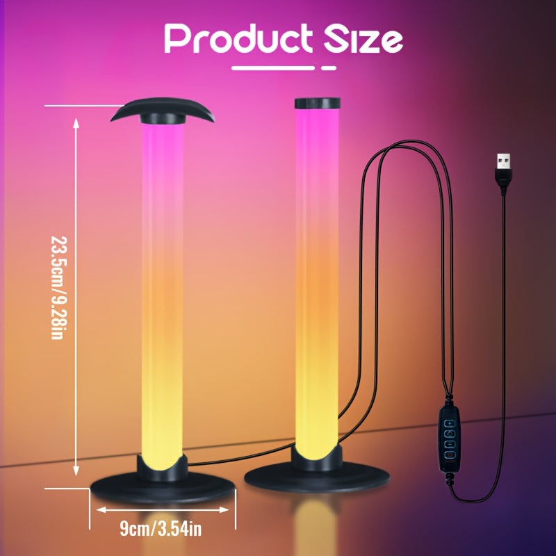 Wire-Controlled LED Table Light with Headphone Holder USB Powered for Game Room Living Room Desk Decoration