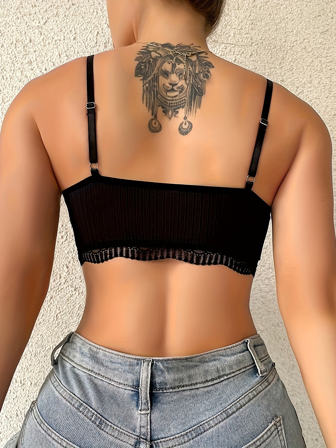 Women's Lace Trim Wireless Bra Sexy Lingerie Underwear