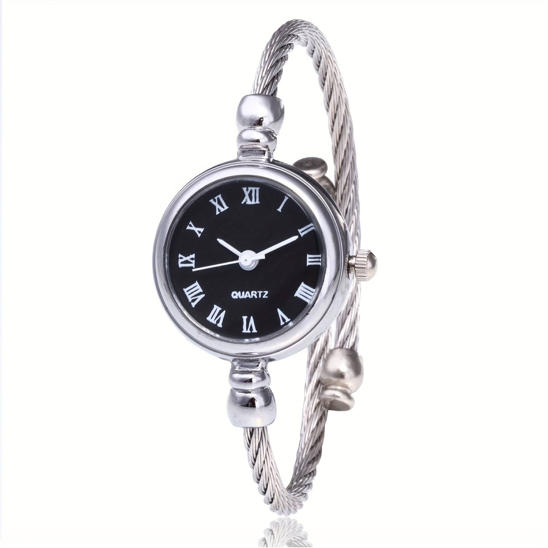Women's Quartz Watch with Roman Numerals Stainless Steel Wire Strap Circular Dial Not Water Resistant