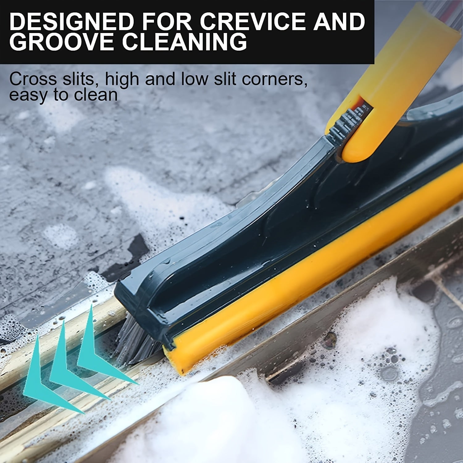 2-in-1 Multi-Surface Cleaning Brush with Long Handle and Squeegee