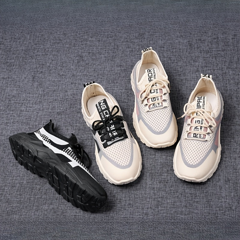 Women's Mesh Sneakers Casual Lace-Up Low Top Athletic Breathable Shoes