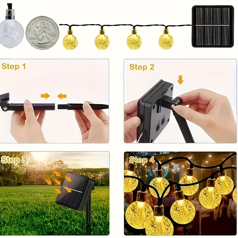 Solar-Powered LED Bubble Lights with Smart Sensor Adjustable Brightness for Garden Pathway and Wedding