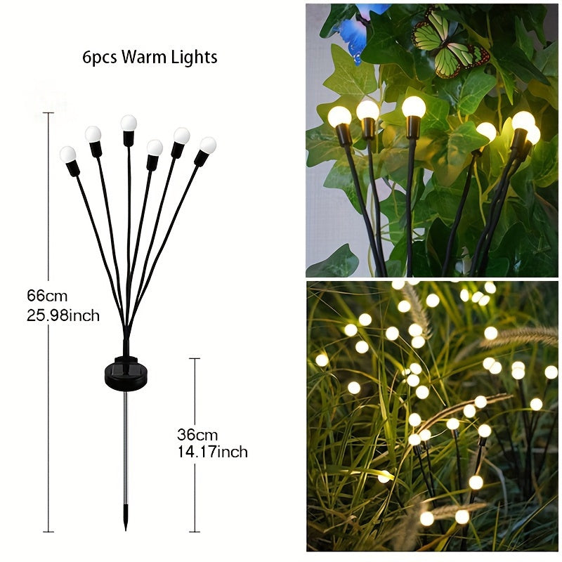 6/8/10 Solar Lawn Lamps Wind-Driven LED Firefly Garden Decor