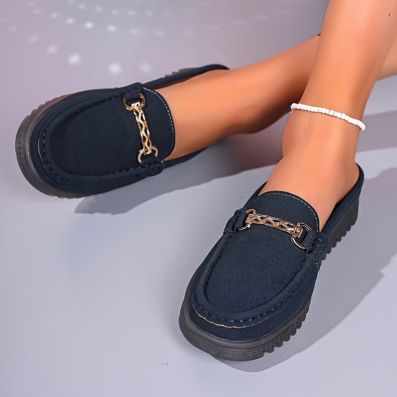 Women's Slip-On Loafers PU Cover Upper TPR Sole Casual Flats Black Brown Light Brown