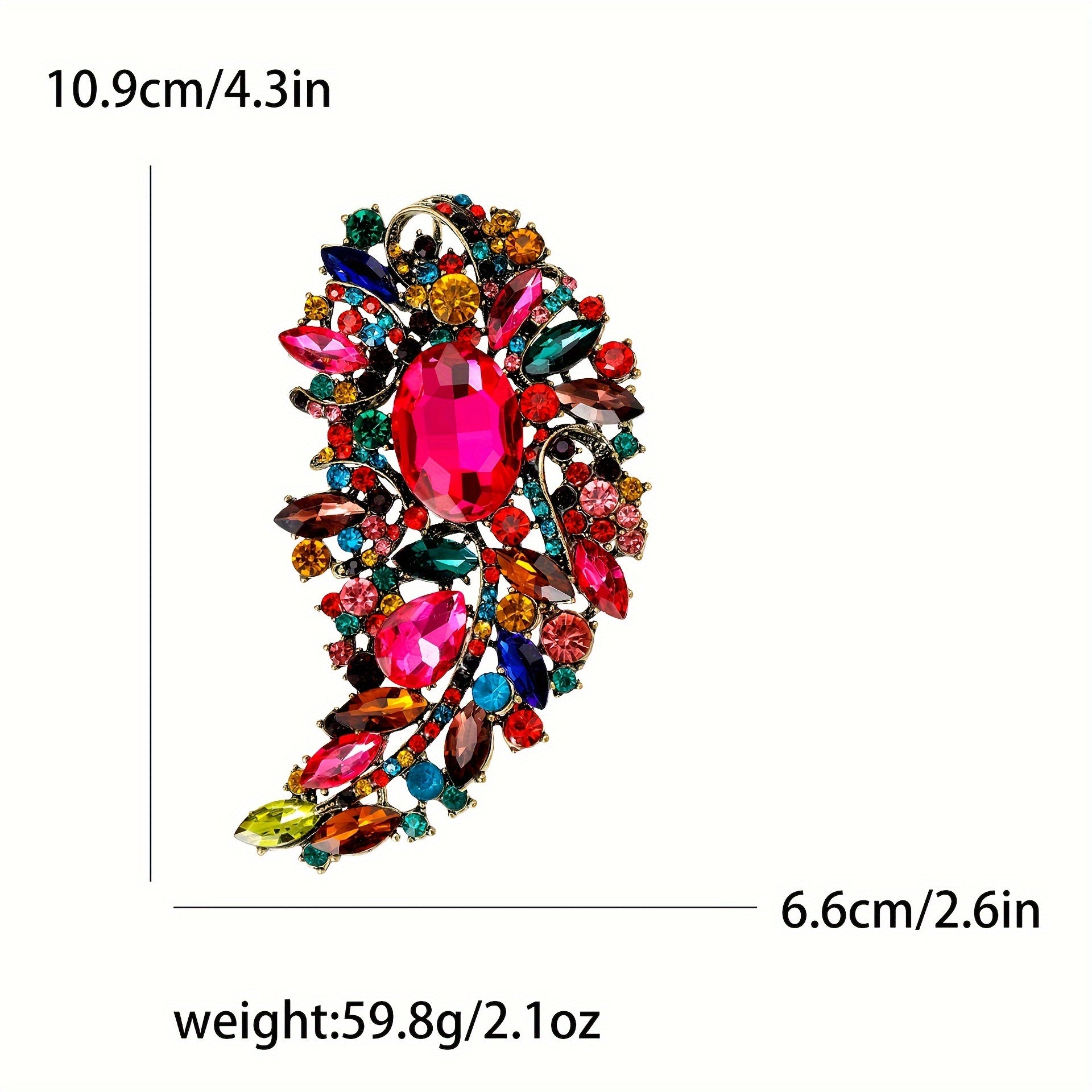 Retro Crystal Rhinestone Chest Flower Brooch Pin for Weddings