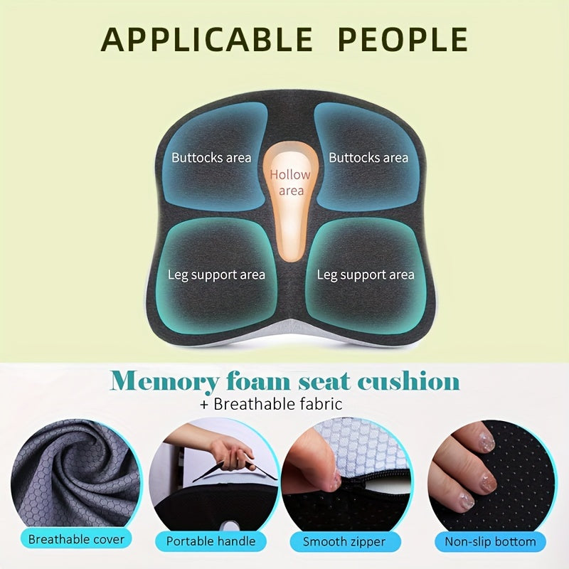 Cojín de espuma viscoelástica para oficina y coche para dolor de espalda, ciática, antideslizante, soporte para cadera