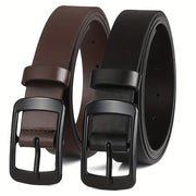 Black Retro Style Pin Buckle Belt Made from Solid Color PU Leather for Women