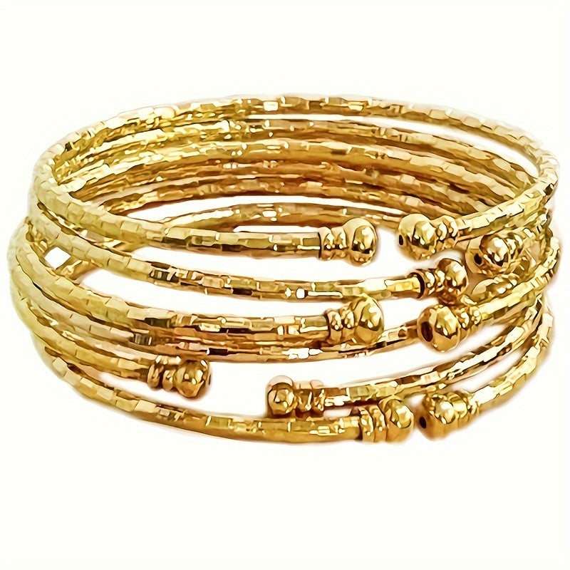 Set of Six Gold and Silver Bangles for Women, Wedding, Party, Gift