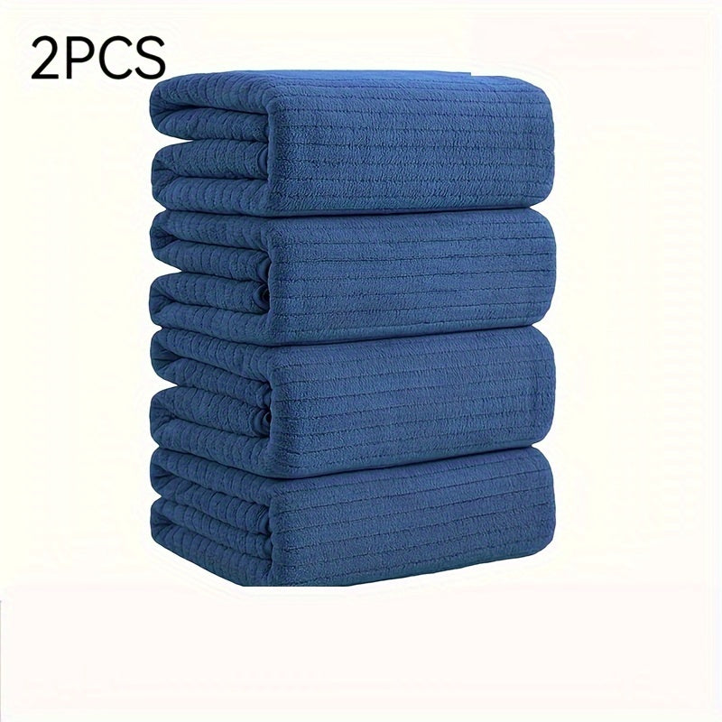 Set of 2 Oversized Microfiber Bath Towels Quick Dry Absorbent Family Use