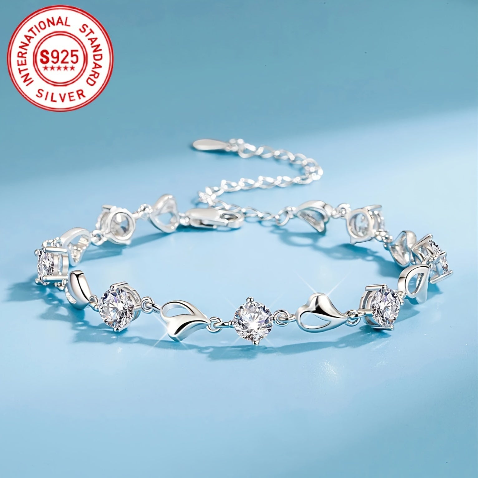 Cadena de plata de ley con colgante de corazón de zirconia cúbica para mujeres