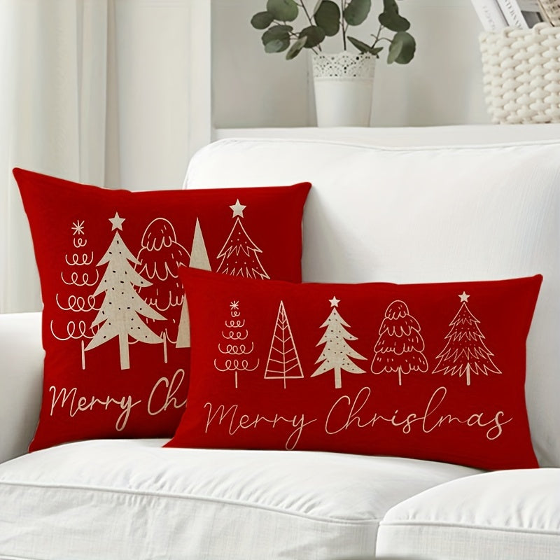 Red Christmas Pillow Cover 45.72x45.72cm or 30.48x50.8cm Zippered Polyester Holiday Decor
