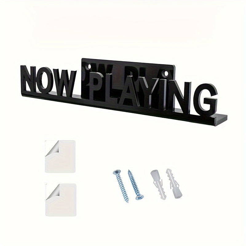 Wall-Mounted Vinyl Record Holder with Now Playing LP Display for Living Room or Shelf