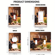 Wine and Cheese Light Switch Cover for Bathroom and Bedroom Easy Installation Battery-Free