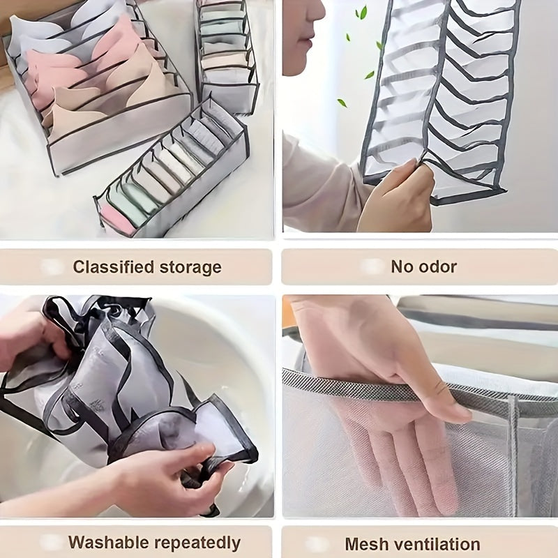 Underwear Storage Box with Three Compartments Drawer Organizer for Socks and Panties