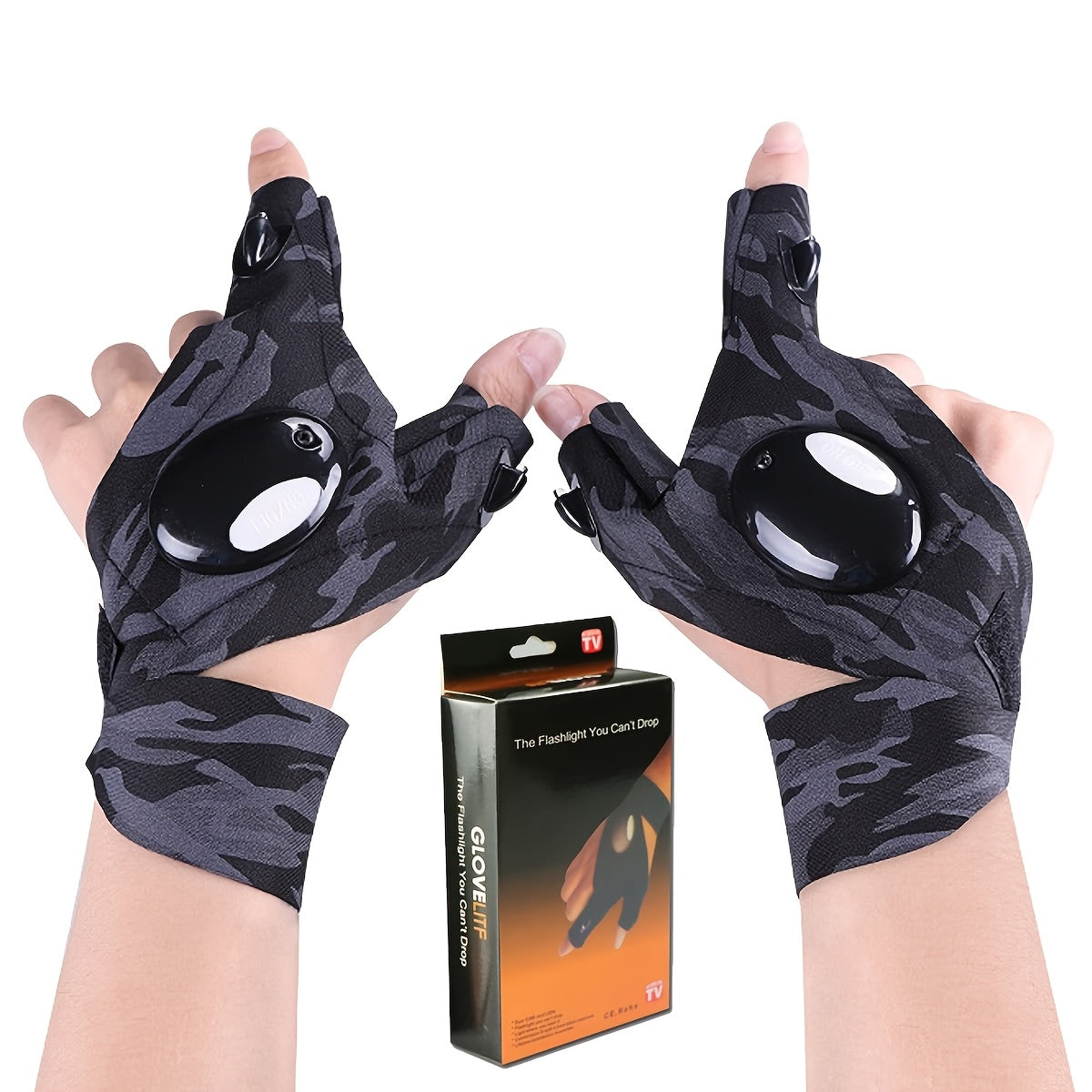 LED Flashlight Gloves for Men Women, Rechargeable, Night Fishing Camping