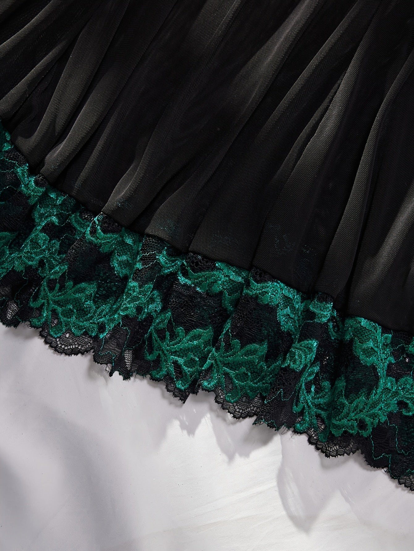 Women's Plus Size Valentine's Day Lace Mesh Babydoll and Thong Lingerie Set