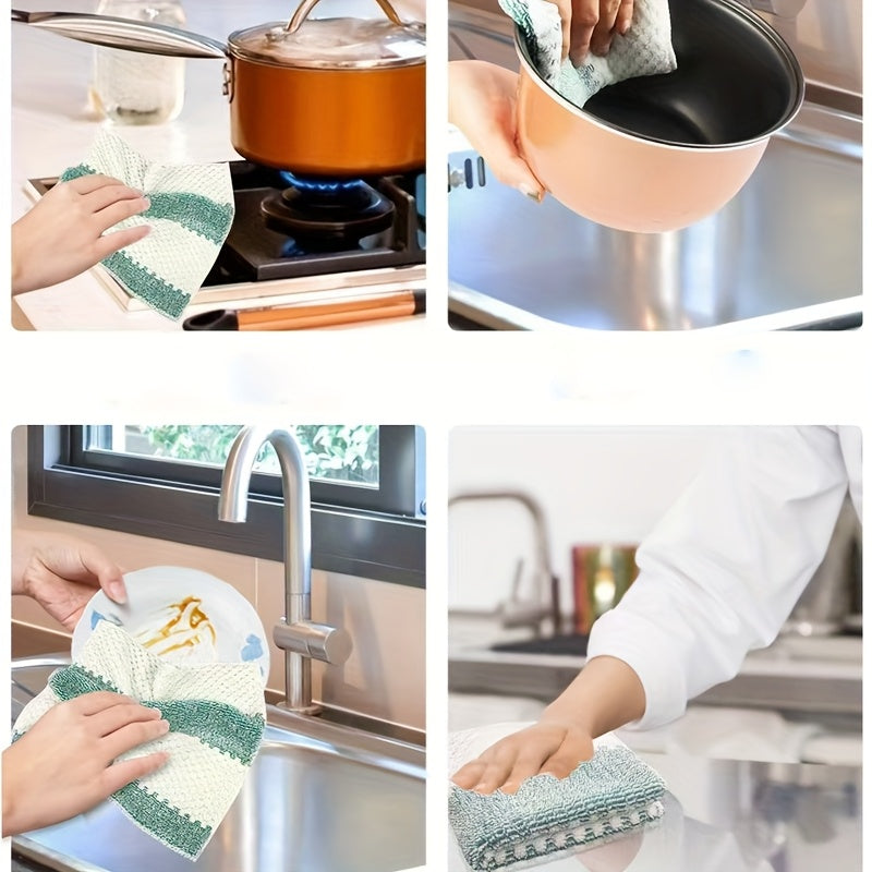 Microfiber Kitchen Towels Set of 5 Absorbent Dish Cloths Multi-Purpose Cleaning Pads