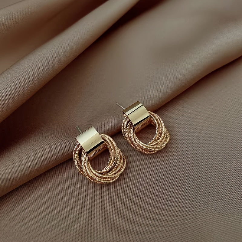 Pendientes de mujer con forma geométrica sencilla en capas, bisutería de moda