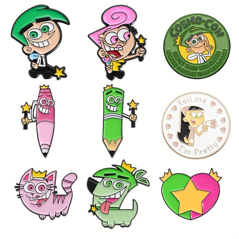 9 ta yoqimli hayvonlar metall belgilari to'plami - noyob multfilm qalam dizayni - do'stlaringiz uchun kitob sumkalariga, zargarlik buyumlariga, kiyimlarga va boshqalarga qo'shish uchun mukammal sovg'a!