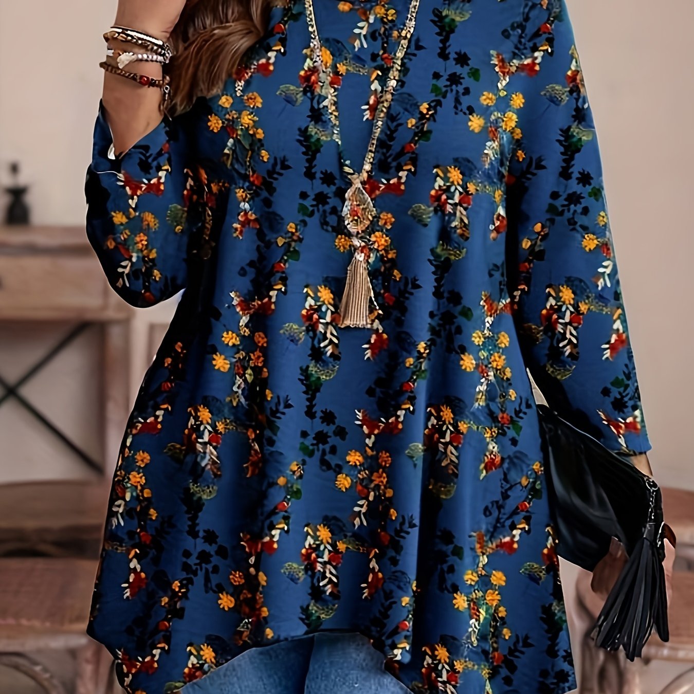 Plus Size Floral Print T-Shirt Women’s Casual Short Sleeve All-Season Top