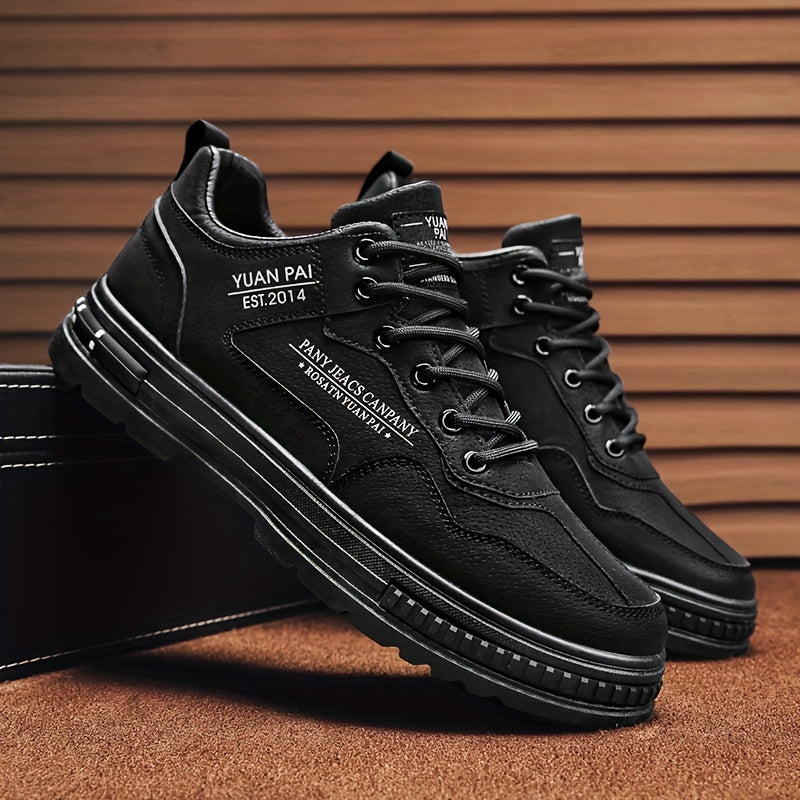 Men's Casual Skate Shoes Low Top Leather Canvas Durable Outdoor All-Season