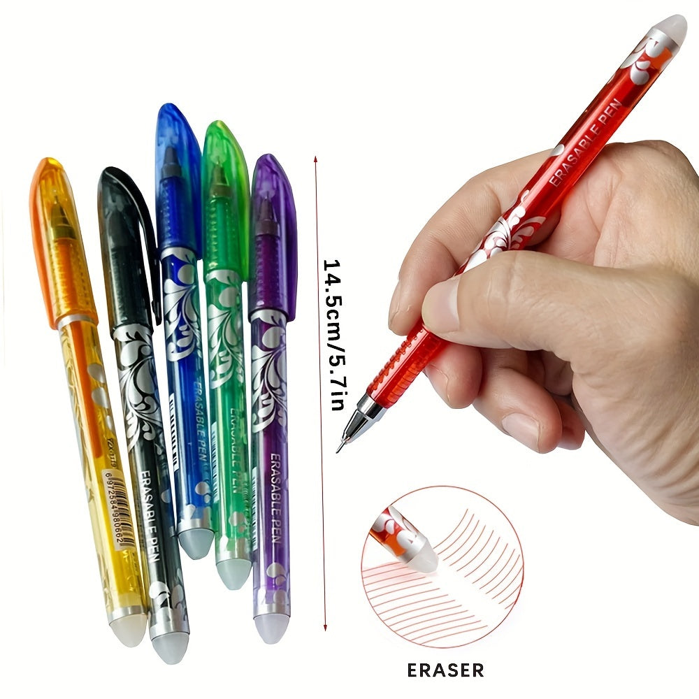 16 Erasable Gel Pens Set 0.5mm Tip in 6 Colors with Storage Bottle for Students Office
