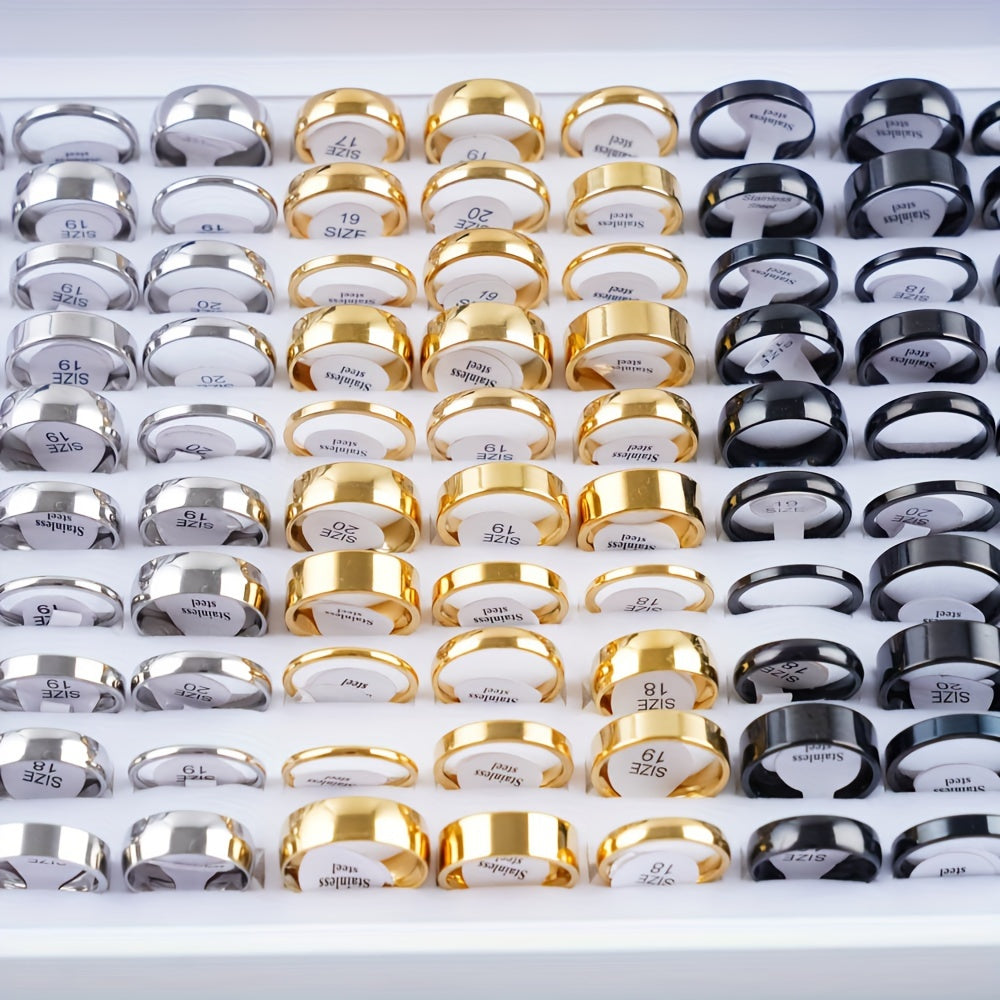 Minimalist zanglamaydigan po'latdan yasalgan uzuklar to'plami erkaklar va ayollar uchun, 10 ta uzuk, 2-8MM