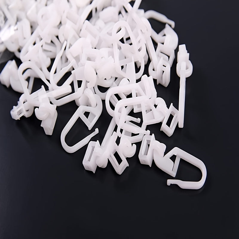 Twenty White Plastic Curtain Track Gliders with Hooks for Curtain Rails