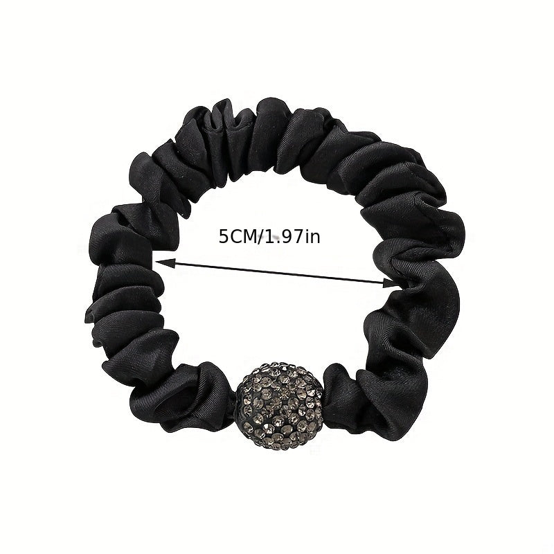 Set of 4 Rhinestone Hair Ties with Leopard and Solid Color Designs for Adults