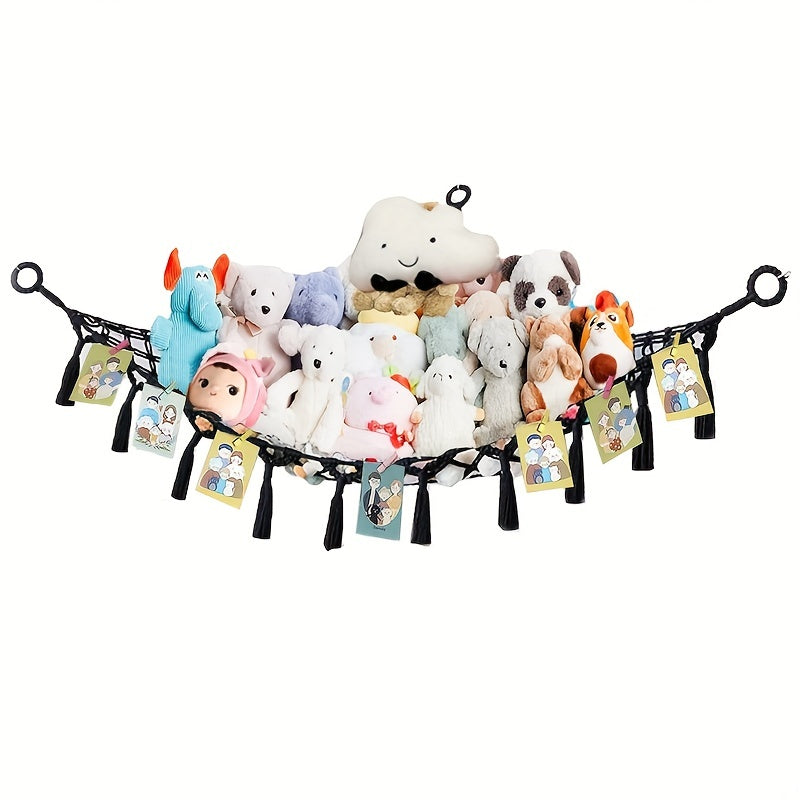 Stuffed Animal Storage Hammock for Kids and Pets Durable Fabric Space Saver Toy Organizer