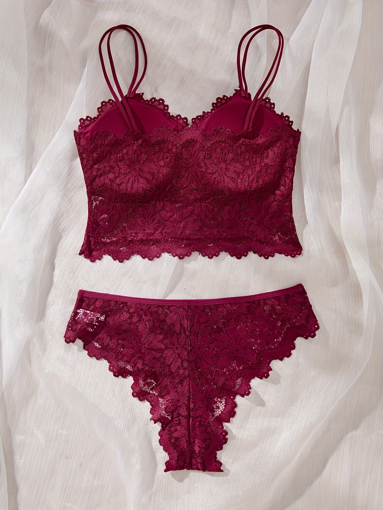 Women’s Lace Sunflower Suspender Lingerie Set No Steel Ring Monochrome