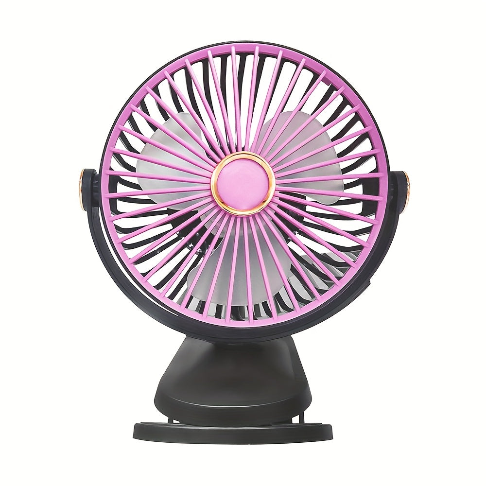 Portable Clip Fan with 2000mAh Rechargeable Battery and LED Light for Camping and Night Use