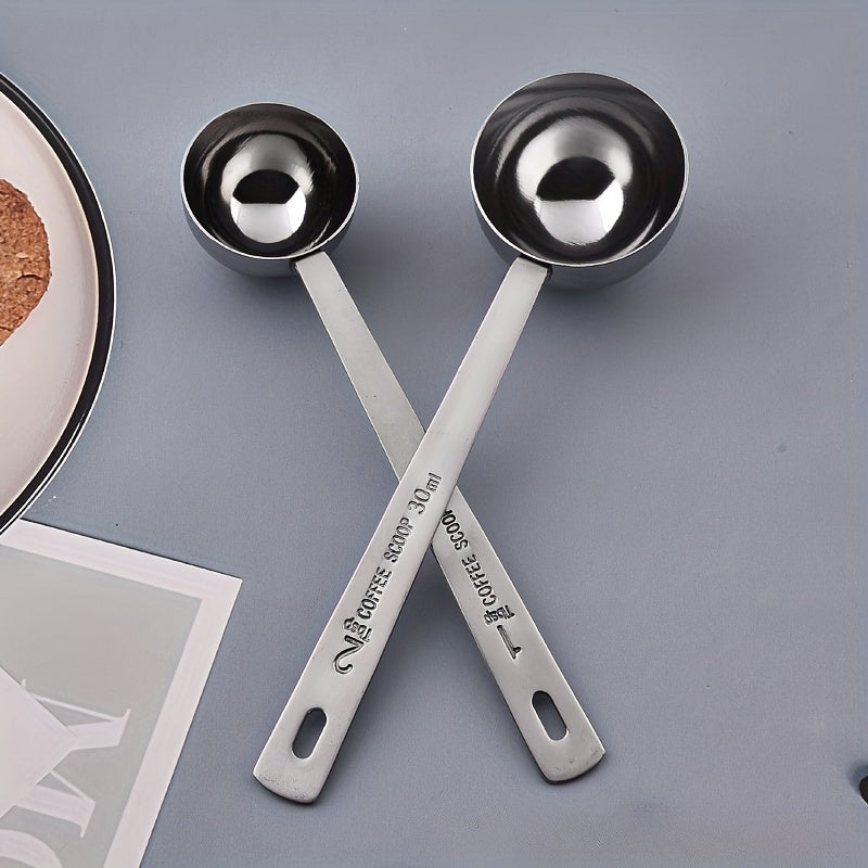 Cuchara medidora de acero inoxidable de mango largo para café para cocina y cafetería