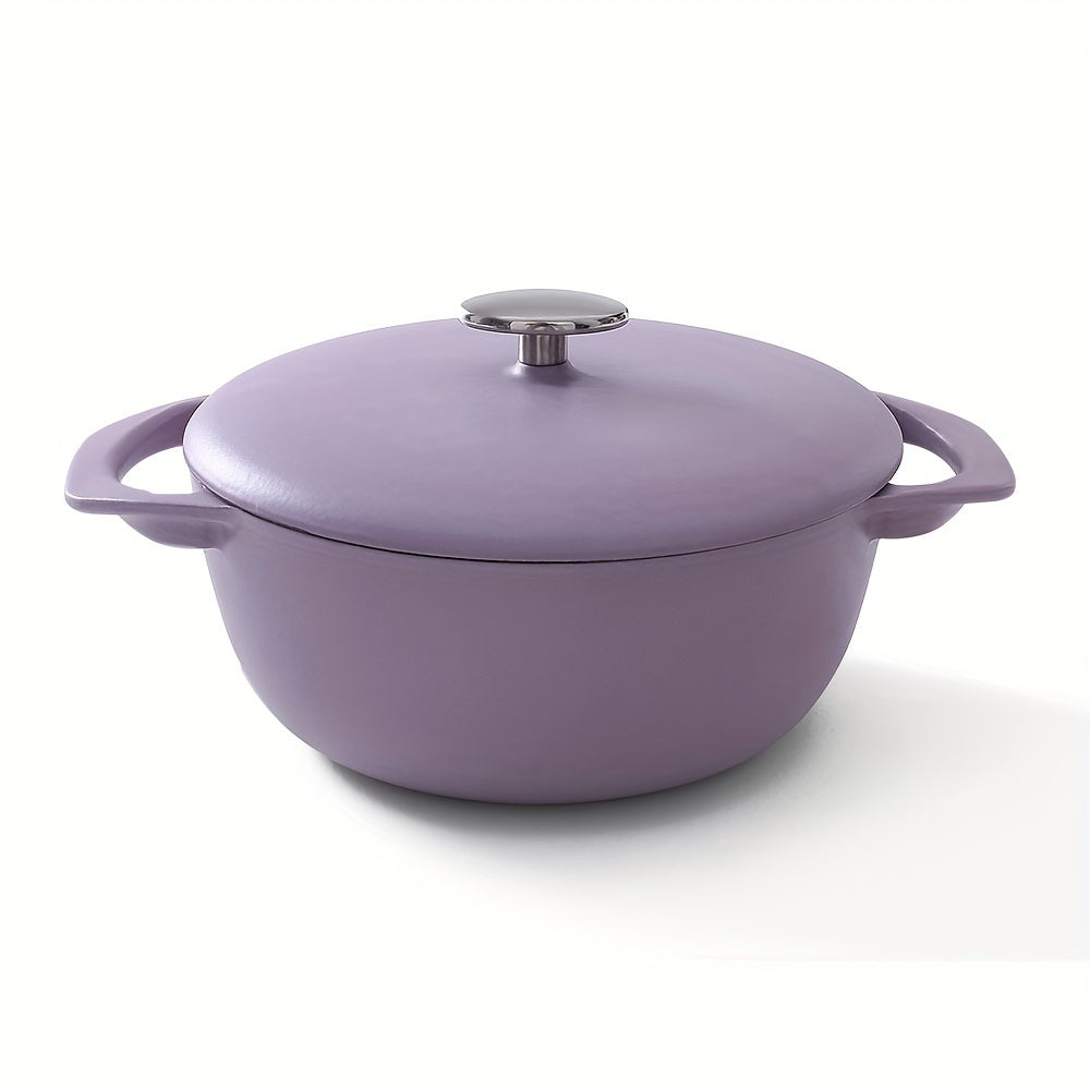Enamel Cast Iron Dutch Oven with Dual Handles, Non-Stick Coating, 4 Qt