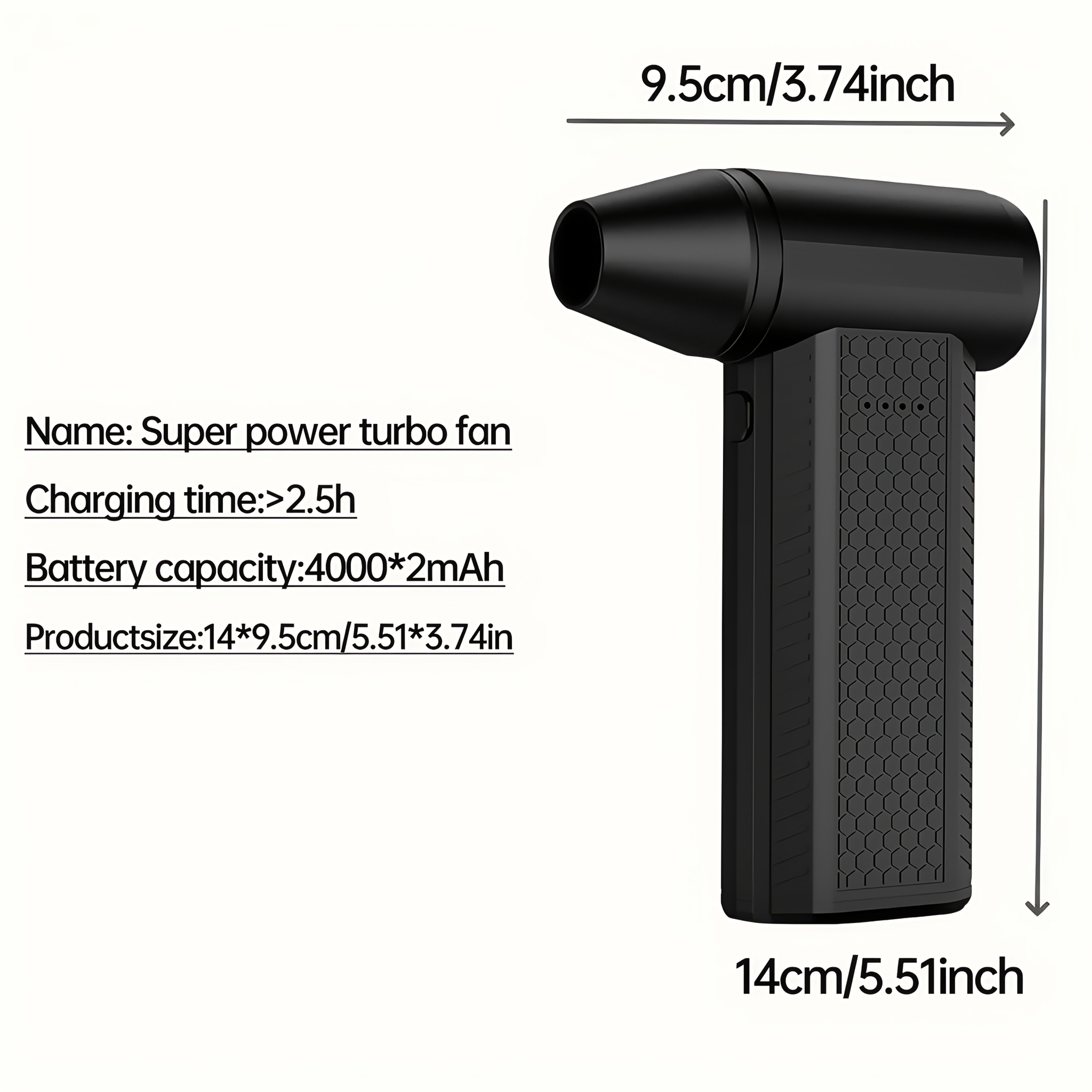 High-Speed Handheld Fan 130,000 RPM Rechargeable 8000mAh for Camping Indoor