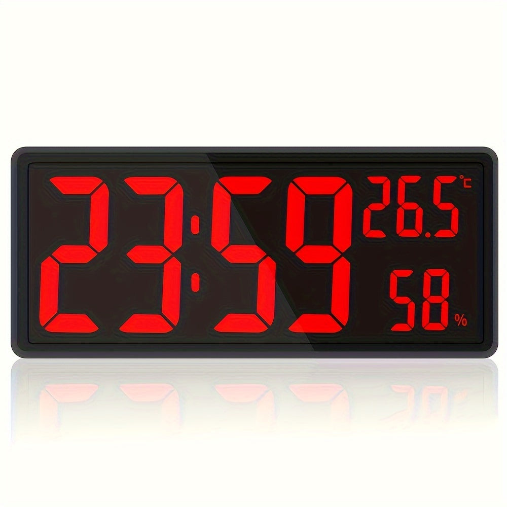 Large Wall Clock with LED Digital Display and Hanging Stand for Room Decor